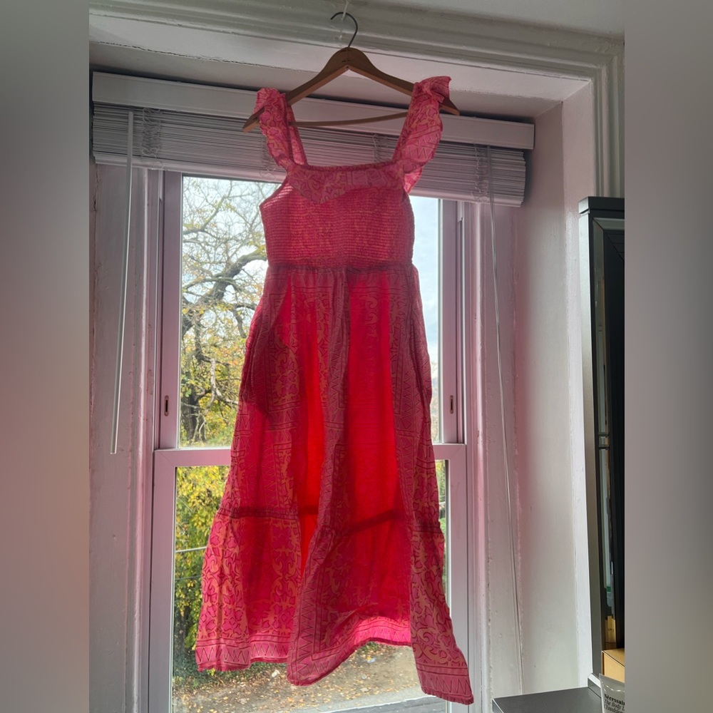 Vineyard Vines Neon Pink and Orange Midi dress size small